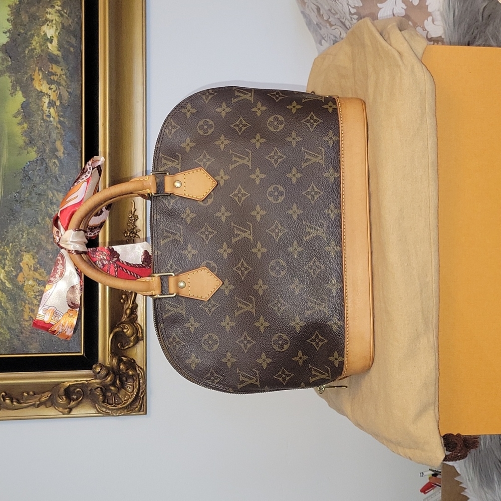 Louis Vuitton Brown Monogram Satchel with Scarf